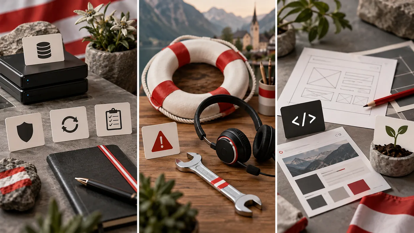 WordPress maintenance, support and development service scopes for website support in Austria