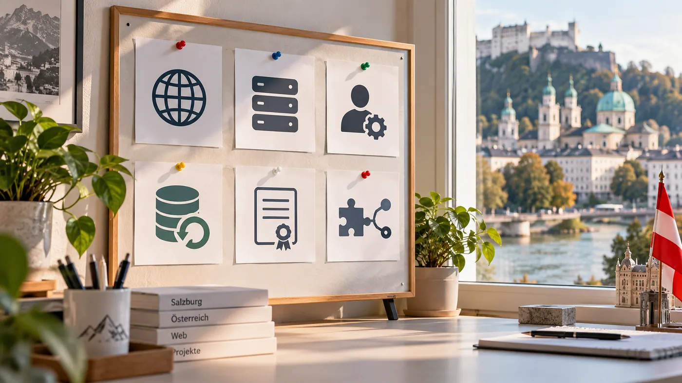 WordPress website takeover checklist covering domain, hosting, access, backups, licences and integrations in Austria