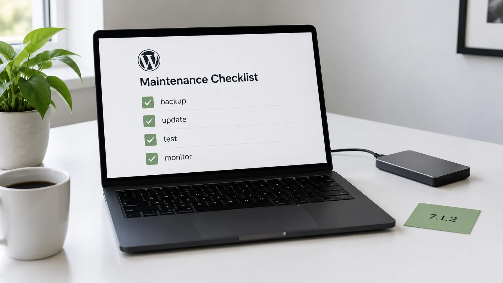 WordPress security update checklist with backup, testing and monitoring steps